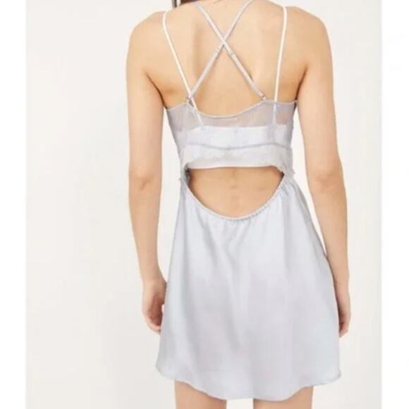 Free People Ready Now Cross Back Lace Mini Slip Dress - Picture 2 of 6